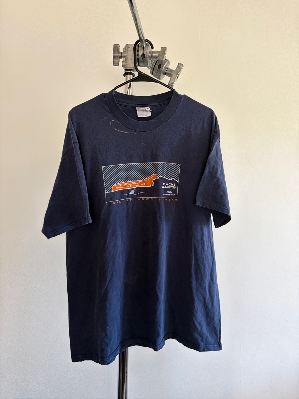 Hanes Navy Short-Sleeve Graphic Tee with Orange Accent